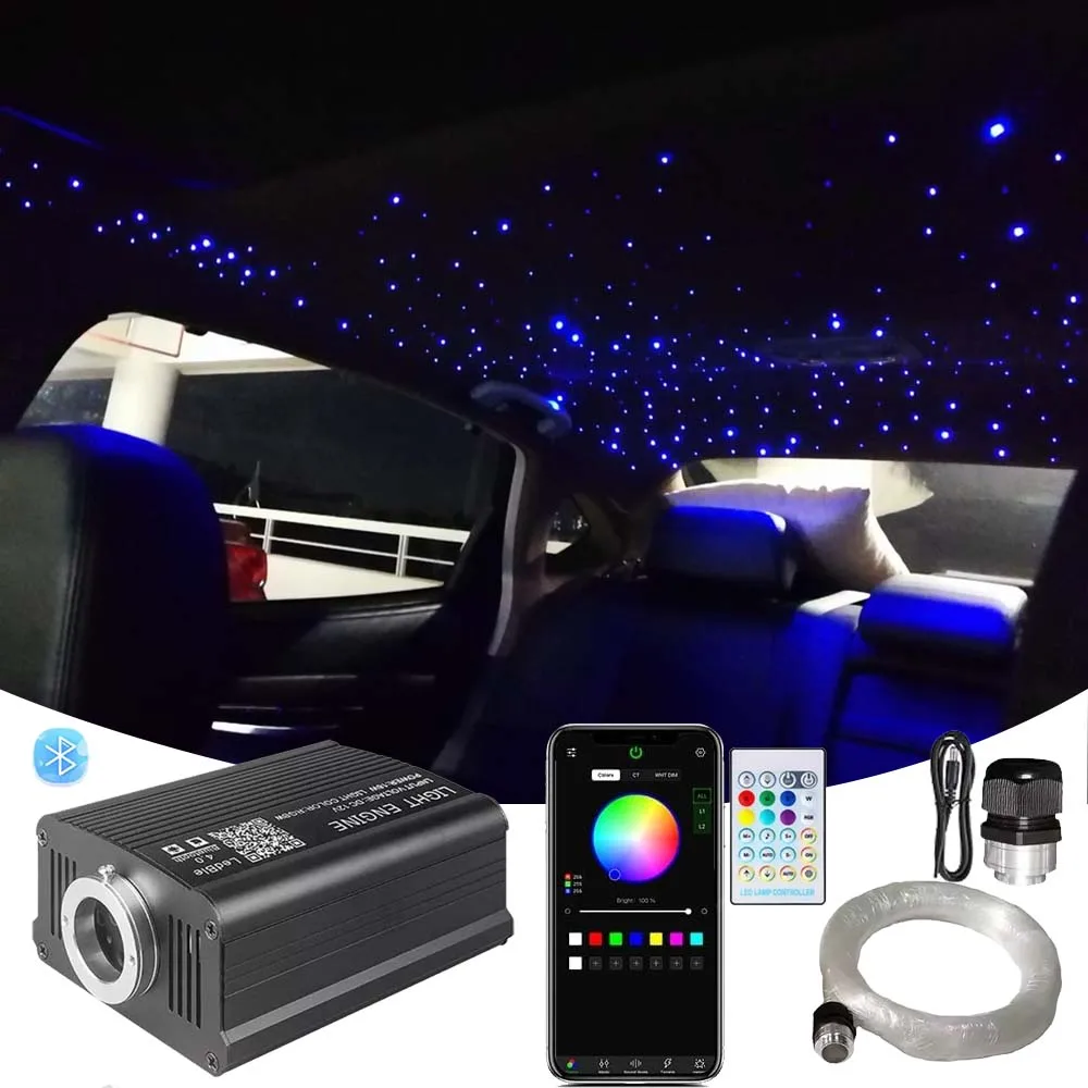 

16W Fiber Optic Light kit Twinkle 3m 400pcs APP Control Optical Fiber for Star Ceiling Sky Light Car Home Use RGBW Light Engine