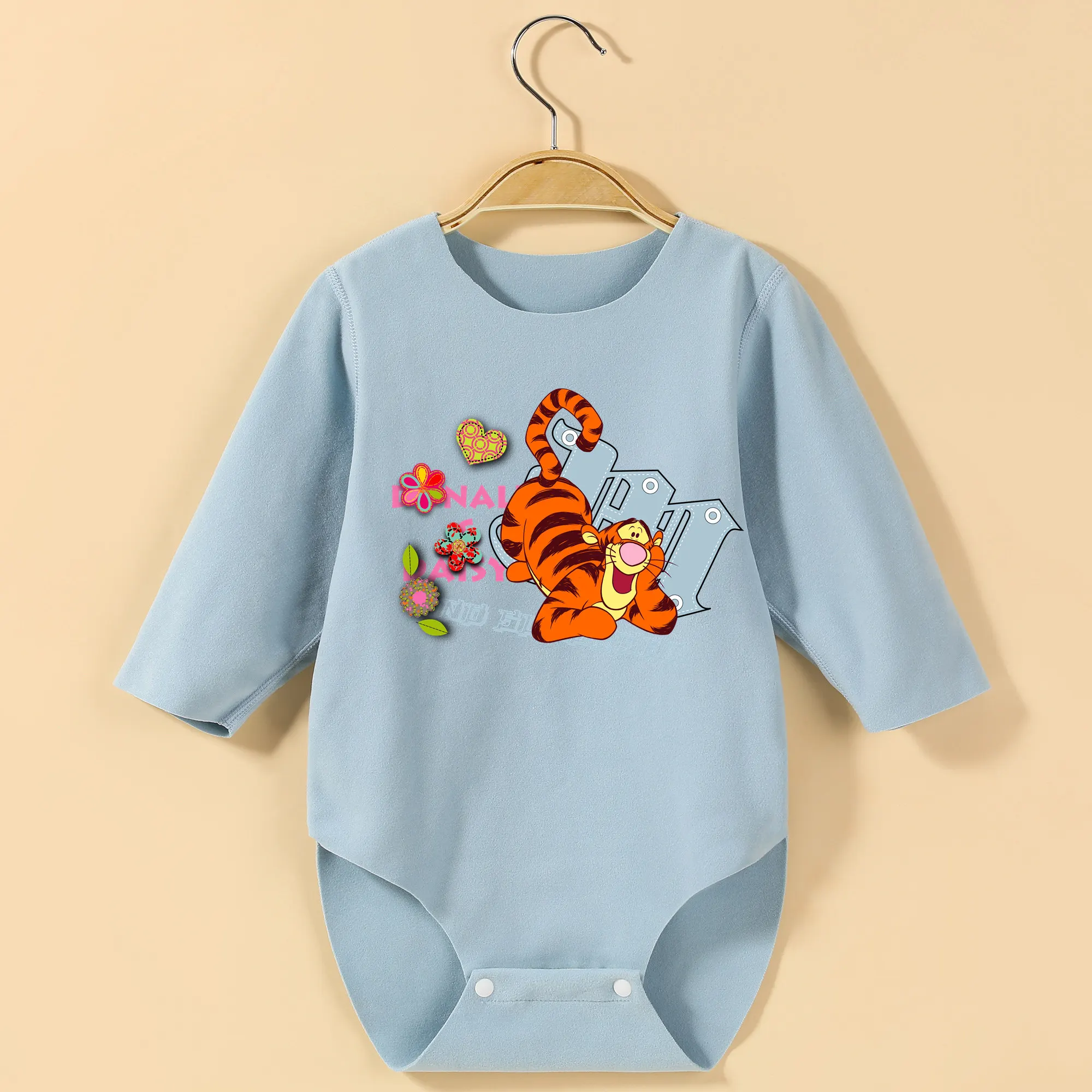 

MINISO&Winnie the Pooh Roo Long sleeves Baby Bodysuit Onesie For Height 60-90CM Exquisite Print Baby Cloths Comfortable Jumpsuit