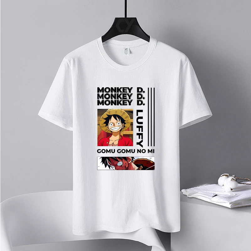 

Short Sleeve Tee Men's Clothing Anime O-One Piece 100% Cotton Printed Y2k Gifts for Boy Graphic T-shirt New in Tops Streetwear