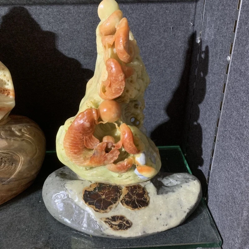 

Qingtian stone carving ornaments have more than one door every year, safflower stone home decoration