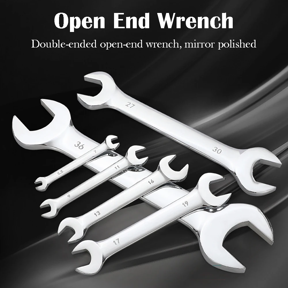 Open End Wrench Tool 5.5-24mm Multi-function Mirror Dual Headed Spanner Set for Hex Nuts Bicycle Car Repair Hand Tools