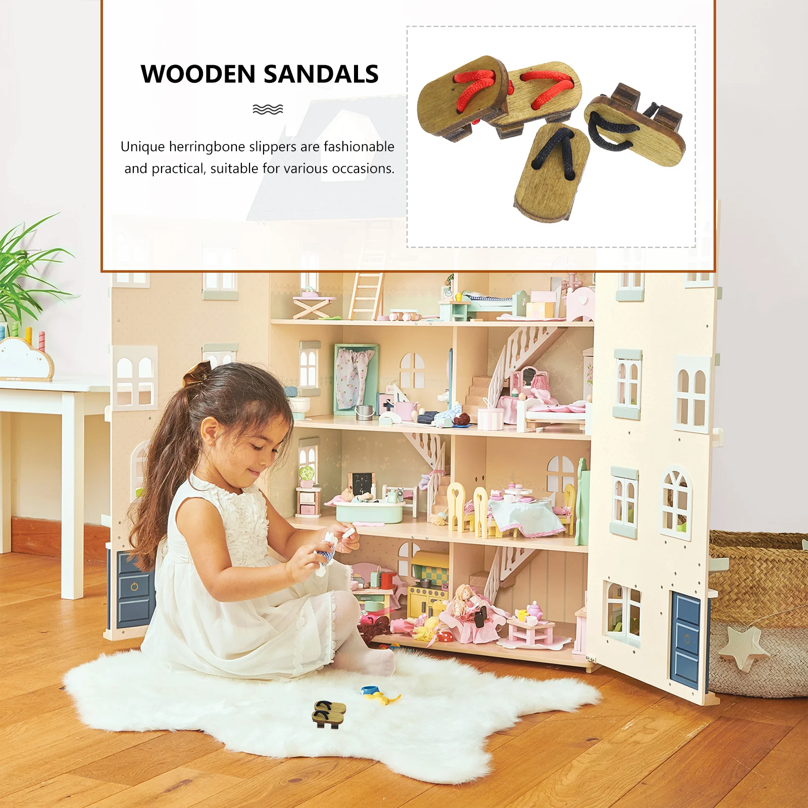 

2 Pairs Mini Clog Shoes House Decor Adornment Craft Accessory Kids Toys for Simple