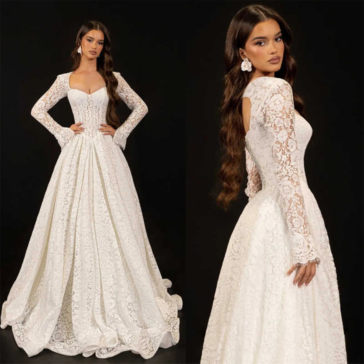 

Customized Full High Quality A Line Wedding Dresses For Girls Neck Formal Applique Pearls Backless Party Gowns Vestido Marrie