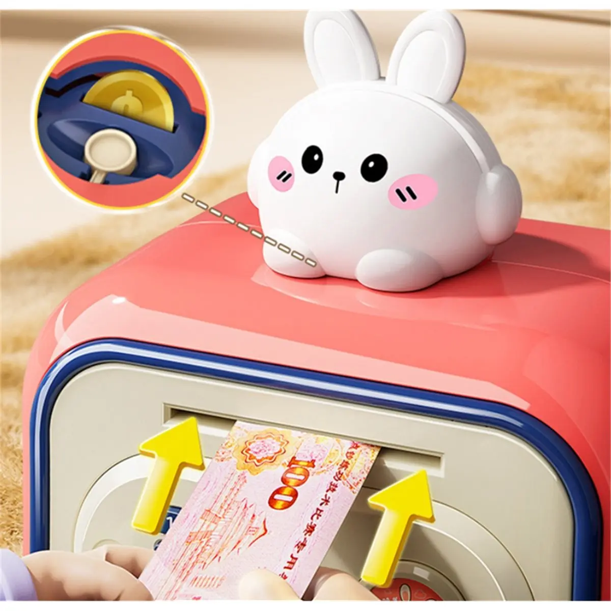 

A89X Password Lock Automatic Roll-Up Savings Bank Voice Reminder Fingerprint -Protected Smart Money Deposit Box Safe Box