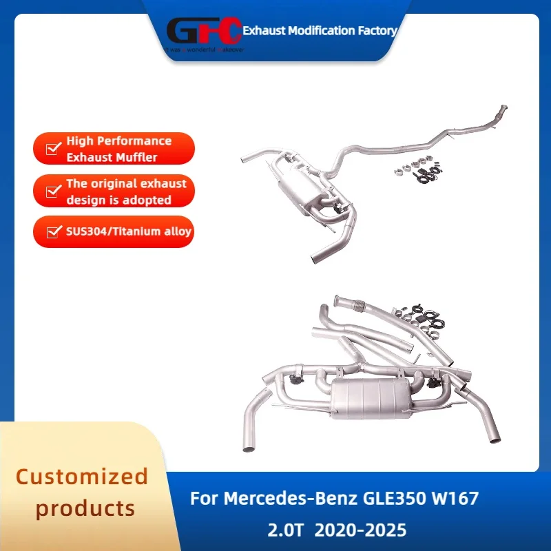 

Глушитель GFC Catback для Mercedes-Benz GLE350 2,0 W167 2020-2025, высокопроизводительный электронный клапан, выхлопная система, автомобильные аксессуары
