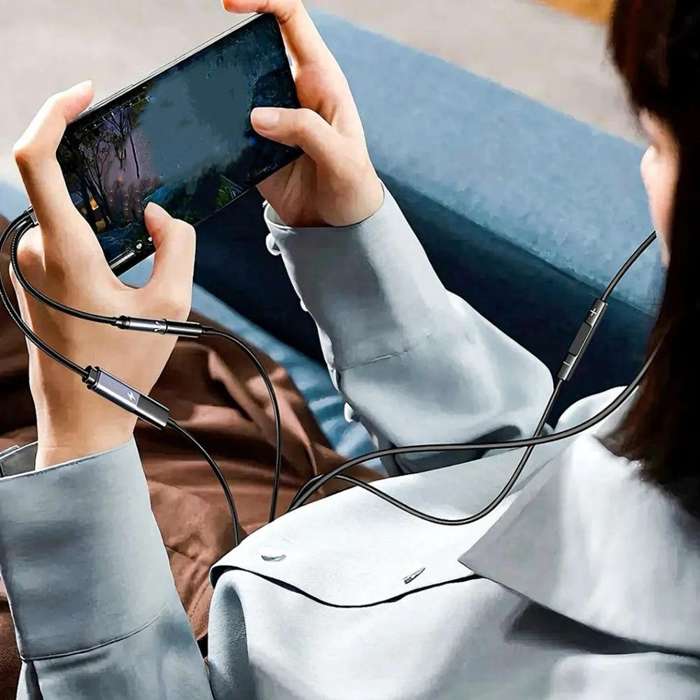 

Универсальный адаптер PD 60W USB-C на 3,5 мм, двойной разветвитель USB-C 2-в-1, высокоскоростной многофункциональный адаптер Type-C на AUX