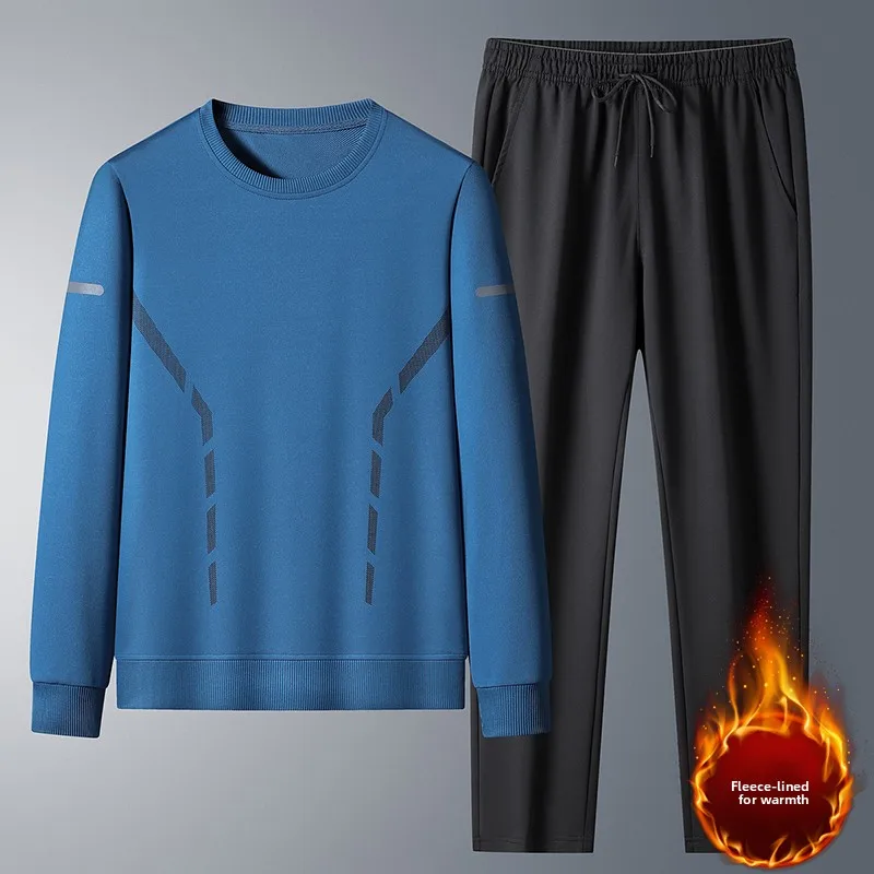 

Мужской осенне-зимний уличный пуловер с капюшоном и плюшевой изоляцией, ветрозащитный и дышащий, модный модный комплект из двух предметов