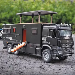 1:24 Benz Camper RV Motorhome Toy Model Car, Diecast Pull Back Truck Toy Car Model with Sound and Light for Kids Boys Girls