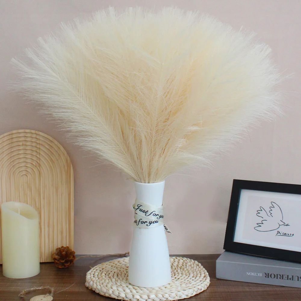 10 قطعة عشب بامباس الصناعي الزهور الاصطناعية بوهو الديكور باقة الزفاف ديكور غرفة المنزل نبات صناعي رقيق زهرة القصب #4