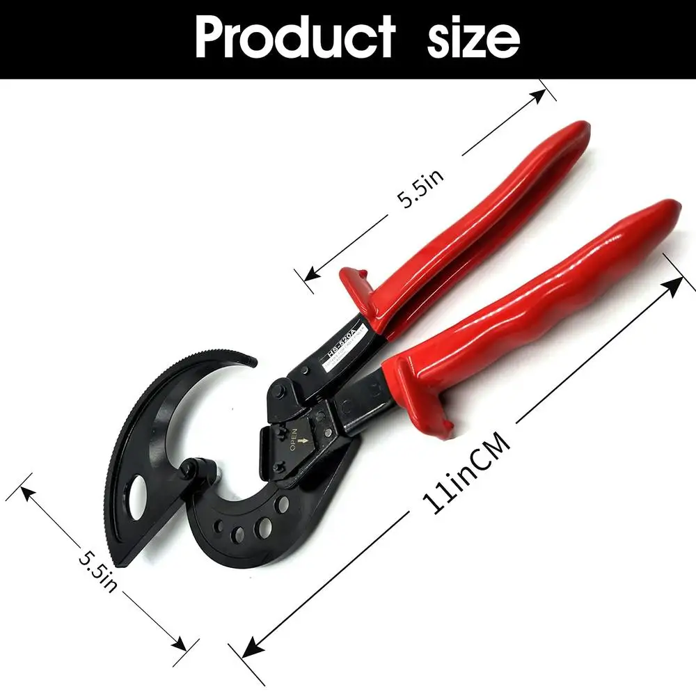 Ratcheting Cable Cutter 400mm2 Aluminum Copper Wire Cutting Tool High Carbon Steel Forging Blade Heavy Duty Easy Carry Compact