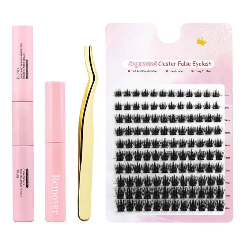 Cílios cola removedor e aplicador, Lash Clusters, extensões de cílios, kit completo, maquiagem DIY Set, 120 cachos, Novo