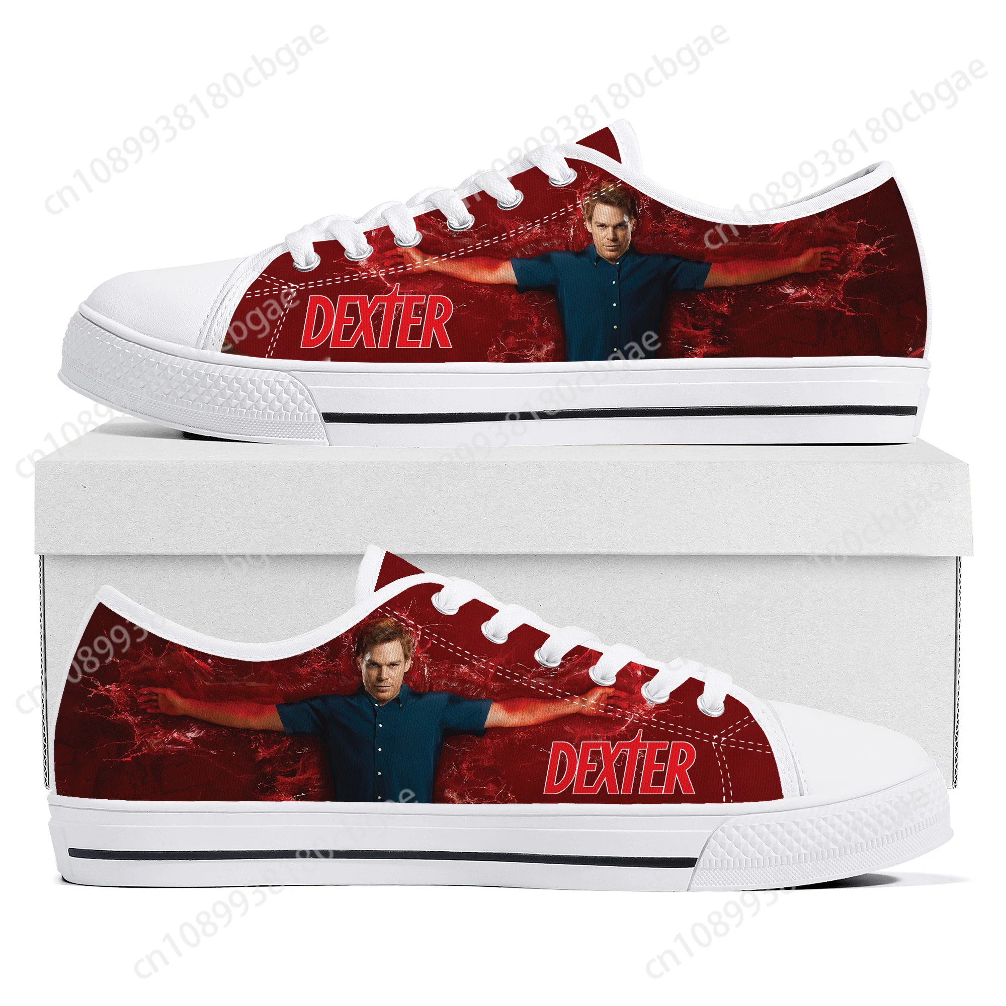 Dexter TV Show Morgan Low Top Sneakers Mens Womens Teenager Canvas High Quality Sneaker Casual Custom Made Shoes Customize Shoe