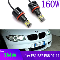 160W White LED Angel Eye  Ring Marker Side Light White LED Bulb Car Headlight for  BMW 1 Series E81 E82 E88 2007-2011