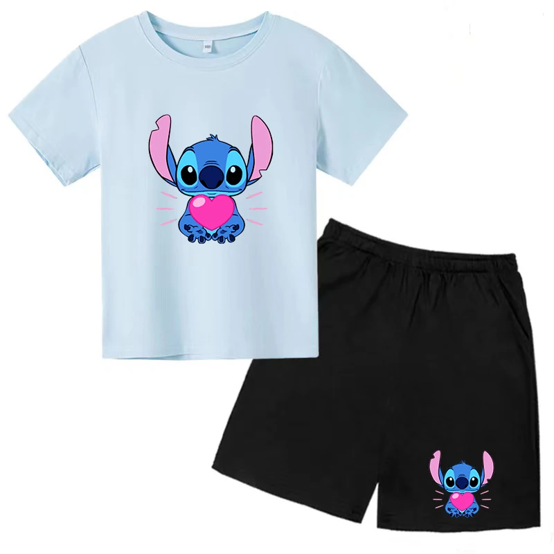 子供用のステッチTシャツとショーツ,女の子用のトップスとショーツ,パーティーチャーム,スポーツ,ジョギング,3〜12歳