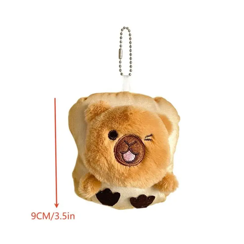 Bonito torrado pão panda brinquedo de pelúcia chaveiro dos desenhos animados macio pelúcia boneca pingente carro chaveiro mochila saco decoração presente do miúdo