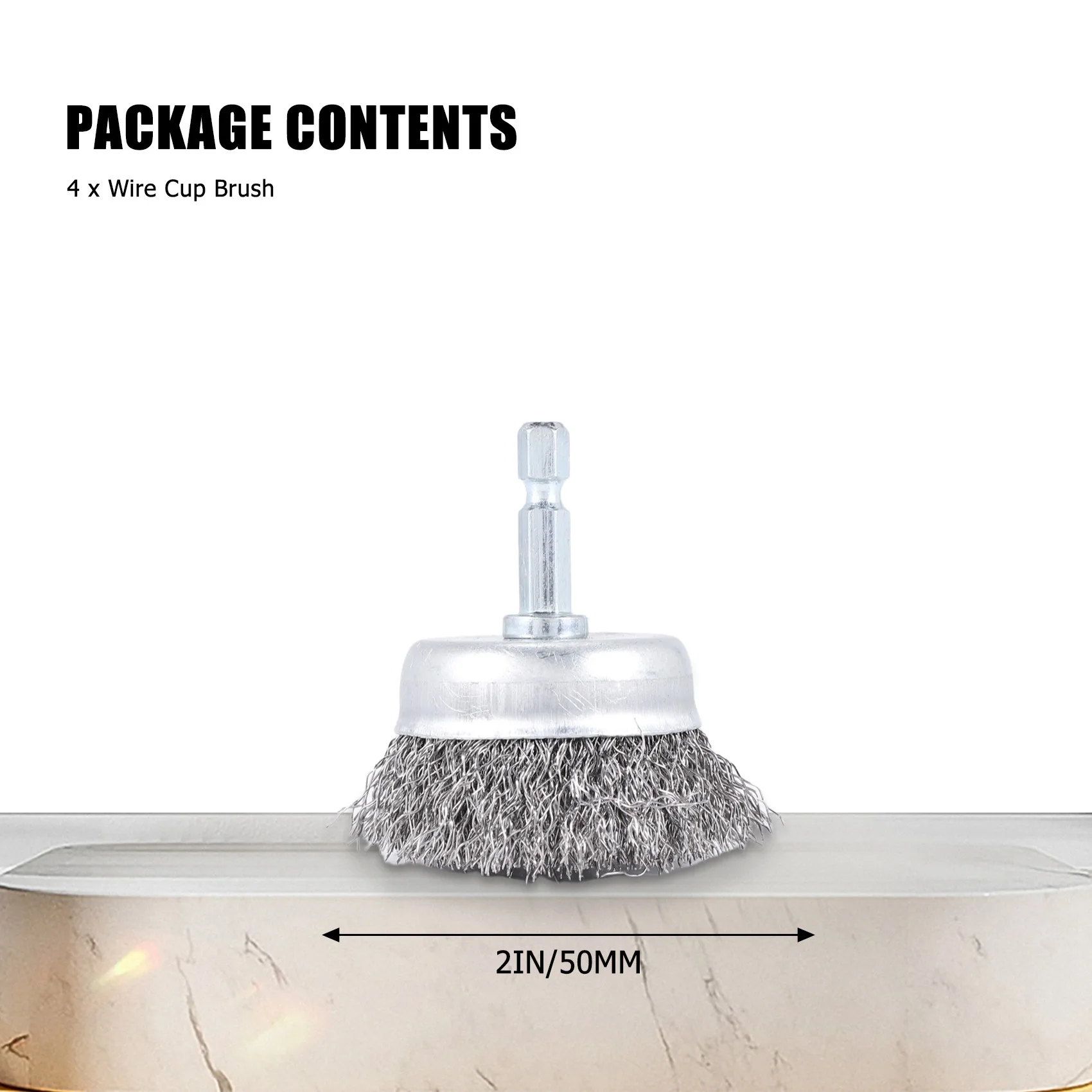 MAKE-4 peças conjunto de escova de copo de fio, escova de fio para broca 1/4 Polegada caramanchão 0.010 Polegada aço carbono grosso-2 Polegada escova de broca de fio