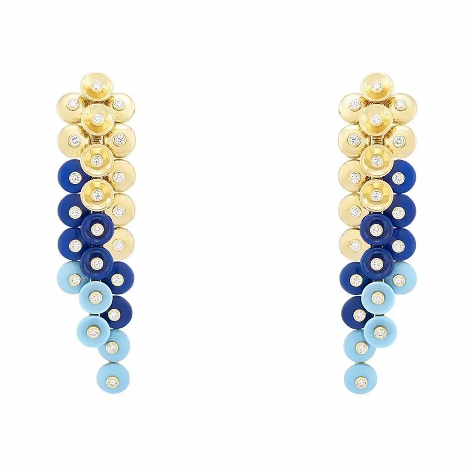 

New S925 Silver Earrings High Carbon Diamond Fanjia Gold Foil Beads Lapis Stone Fashion Versatile Earrings Wedding Jewelry