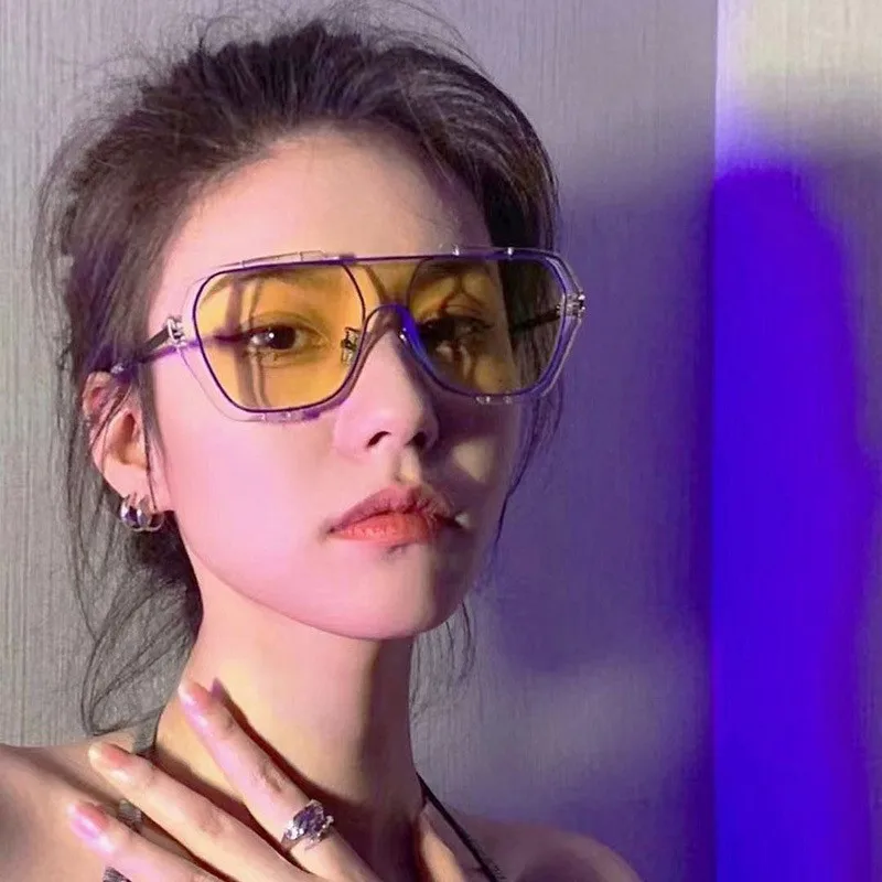 

Модные безрамочные солнцезащитные очки для женщин в стиле хип-хоп, большие солнцезащитные очки с защитой от ультрафиолета, уличный стиль, высококачественные гламурные солнцезащитные очки