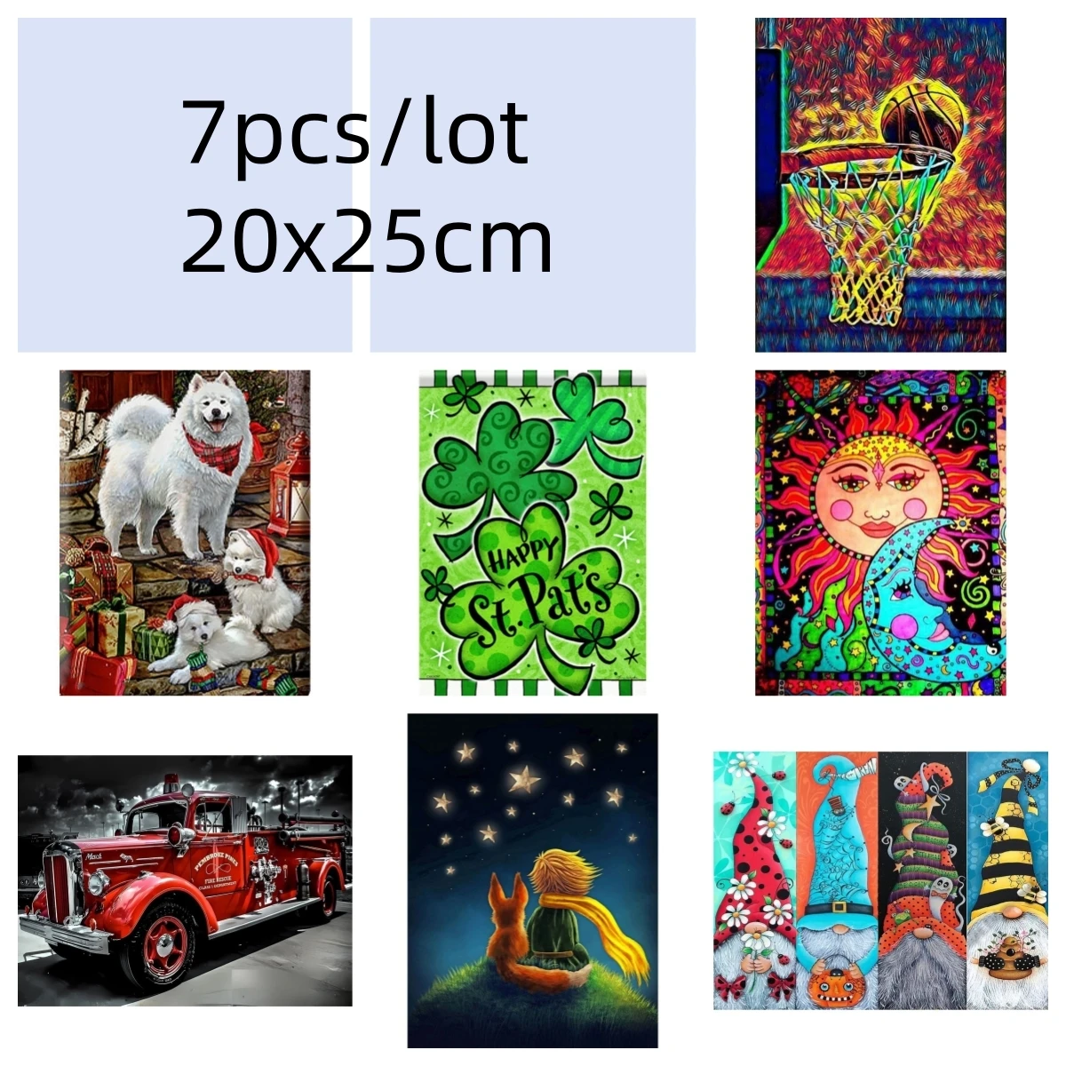 

7pcs/lot Diamond Painting Canvas Size 20*25cm Full Round Drill Mosaic Embroidery Cross Stitch Rhinestone Home Decor Gift