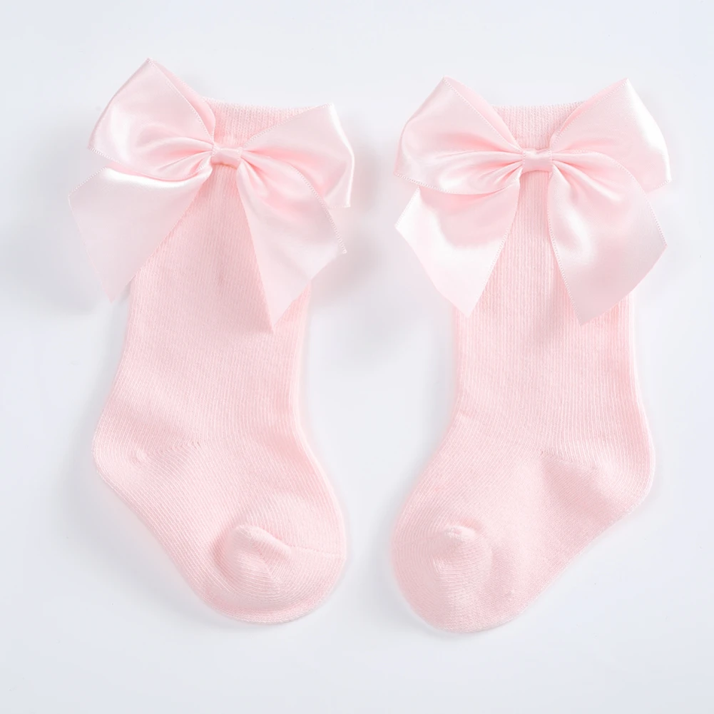 Newborn Baby Girls Socks New Kids Socks Toddlers Girls Big Bow Knee High Long Soft Cotton Lace Baby Socks Children Socks  0-3Y