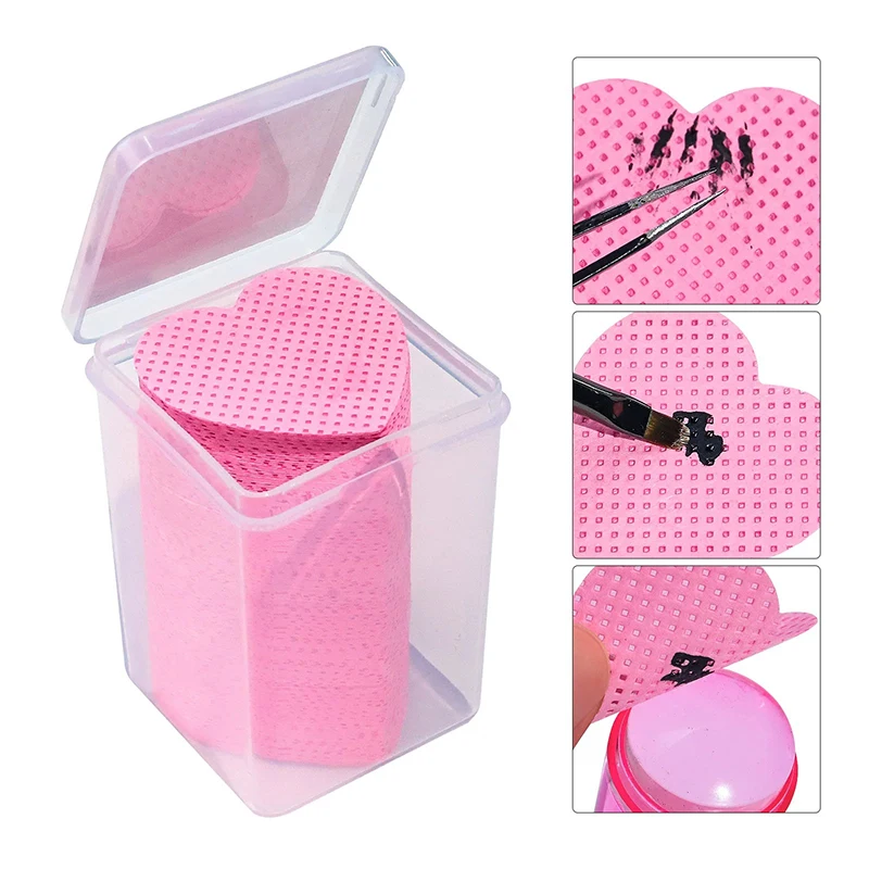 200Pcs Heart‑Shaped Lint‑Free Nail Wipes Boxed, Non‑Woven Nail Polish Remover Pads, Multi‑Color Eyelash Glue Cleaning Wipes