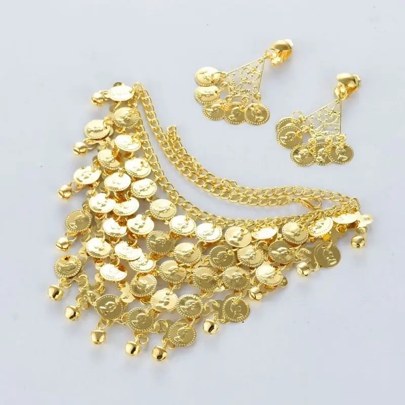 Buikdans Vintage Boheemse Danser Sieraden Sets Professionele Prestaties Dans Ketting Oorbellen Voor Vrouwen Etnische Accessoire