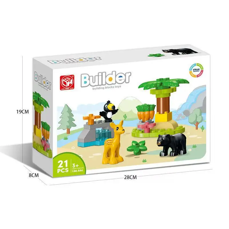 21 ピース/セットクリエイティブ森林動物シリーズ大粒子ビルディングブロック早期教育パズルのおもちゃ子供のためのクリスマスギフト
