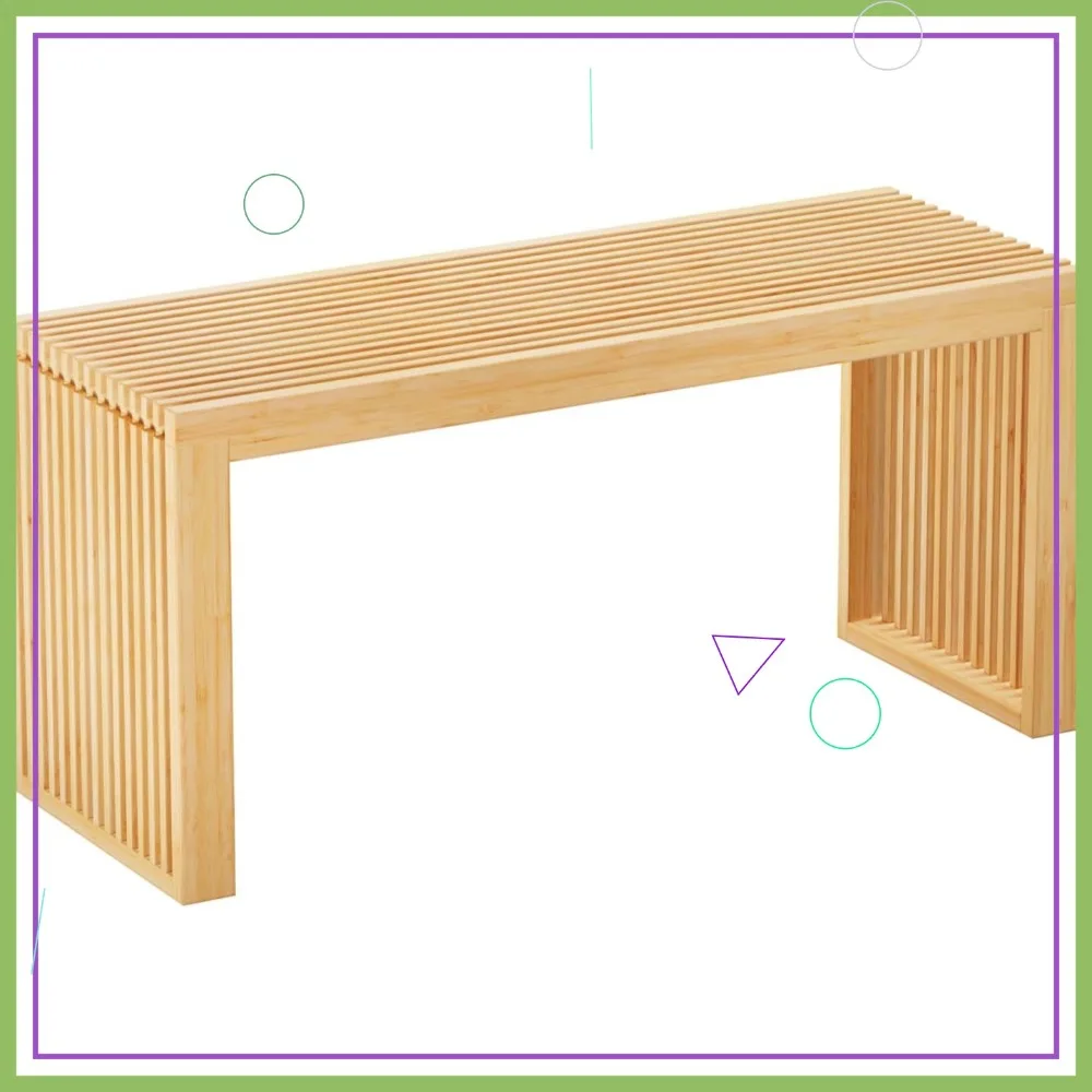 

Современная бамбуковая скамейка, 35-дюймовая деревянная полка для обуви в помещении и на открытом воздухе, прихожая, гостиная