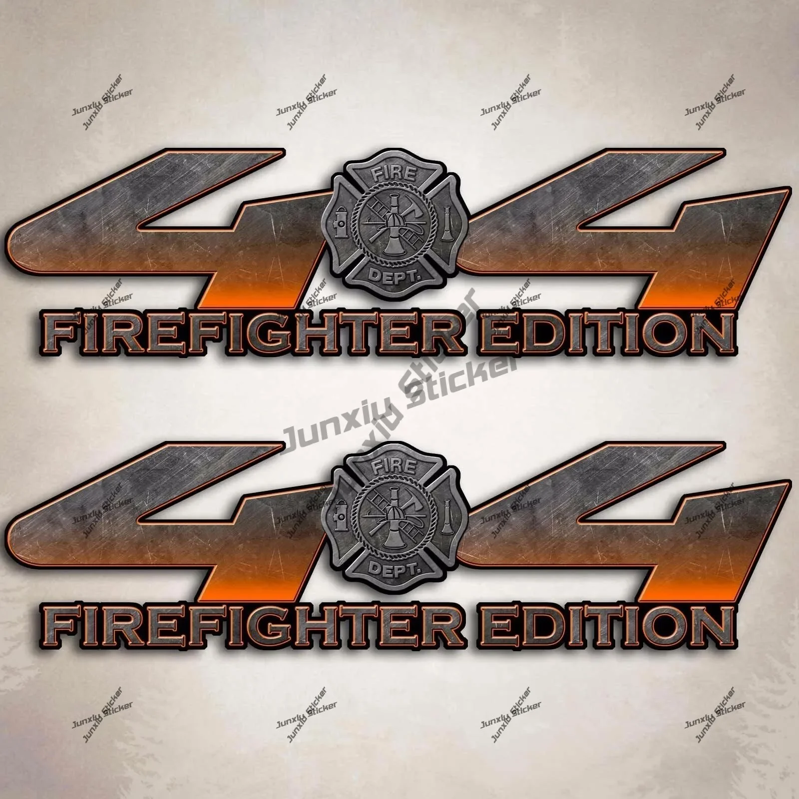 

A Pair 4x4 Sticker 4x4 Firefighter Edition Orange Fire Flame Department Stickers Personality Pickup Camper Bumper Truck SUV