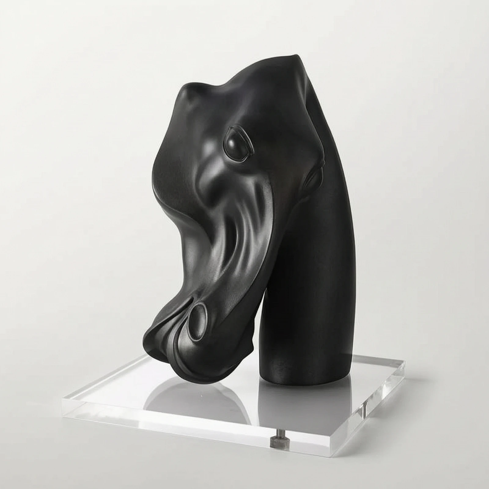 Horse Head Statue with Acrylic Base Minimalist Horse Head Sculpture Ornament Stable Sturdy for Interior Designers, Entryway