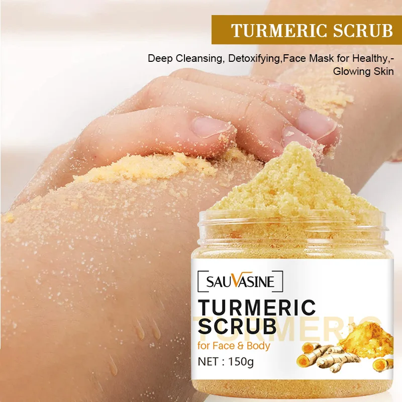 

Turmeric Scrub 150g Natural Exfoliating Salt Scrub & Body and Face Moisturizing Skin, Acne, Cellulite, Dead Skin Scars,Wrinkles
