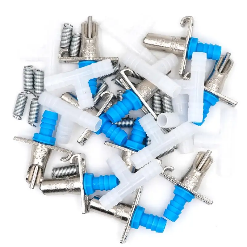 10/20 Set Rabbit Nipple Drinker Farm Animal Drinking Tools Rodent Automatic Galvanized Waterer Feeder Equipment with 8mm Hose