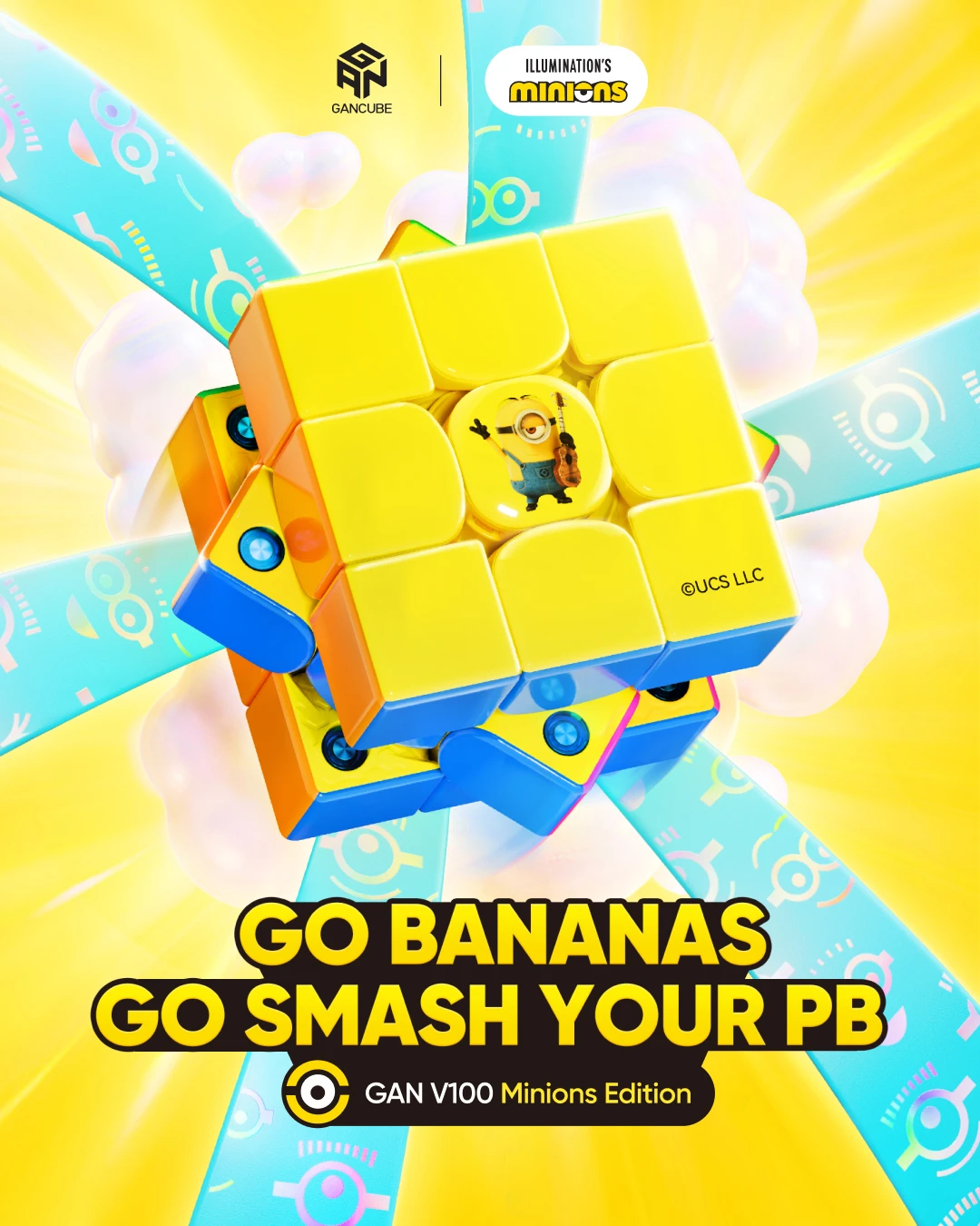 [Picube] GAN V100 Maglev UV Coated Minions Limited Edition 3x3 Magnetic Speed Cube Puzzle Cubo Magico Cartoon Collectible Gift