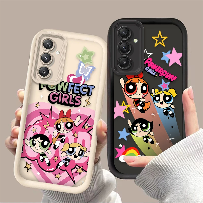 Cartoon Cute P-Powerpuff Girls Phone Case For Samsung Galaxy A14 A15 5G S21 S22 S23 S24 FE Plus Ultra A25 A35 A52 A53 A54 A55 5G