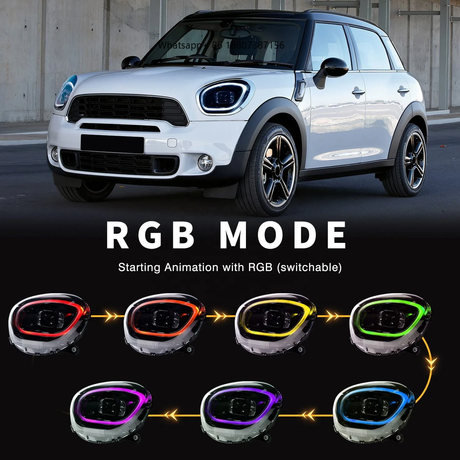 2011-2016 forBMW Mini R60 Cooper Front Lights Assembly RGB LED Headlight for Mini Cooper Countryman New Condition 12V Voltage
