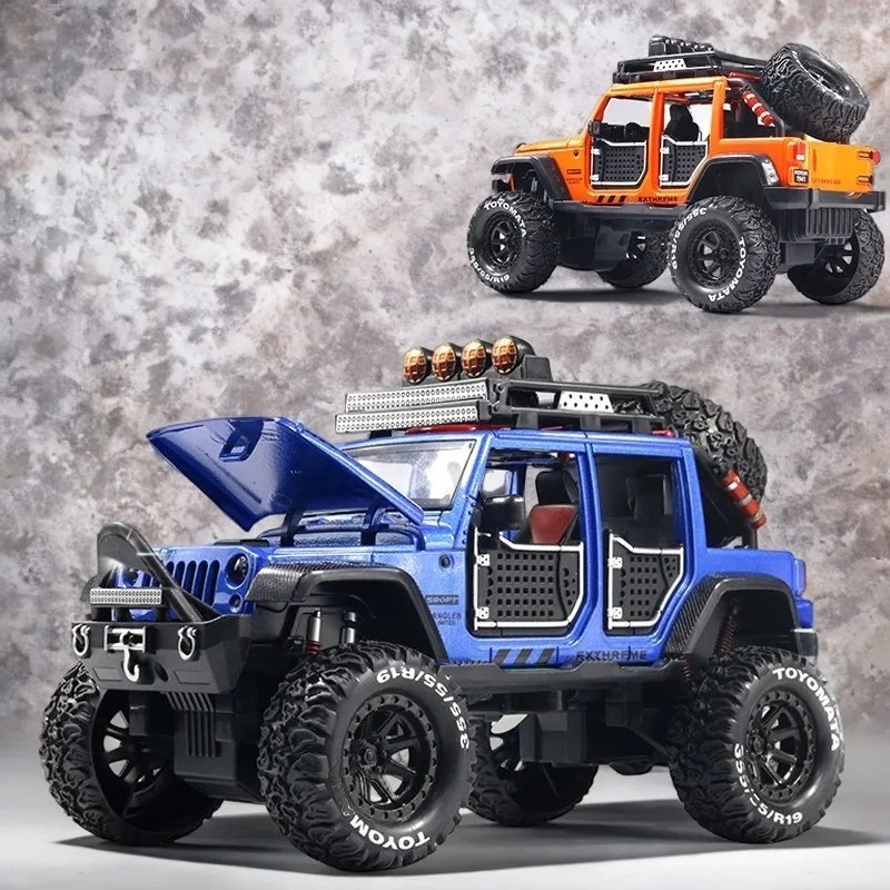 Macchinina giocattolo fuoristrada 1:24, stampo per auto in lega, ornamento per stampo per veicolo, veicolo fuoristrada tirato indietro, con suono e luce