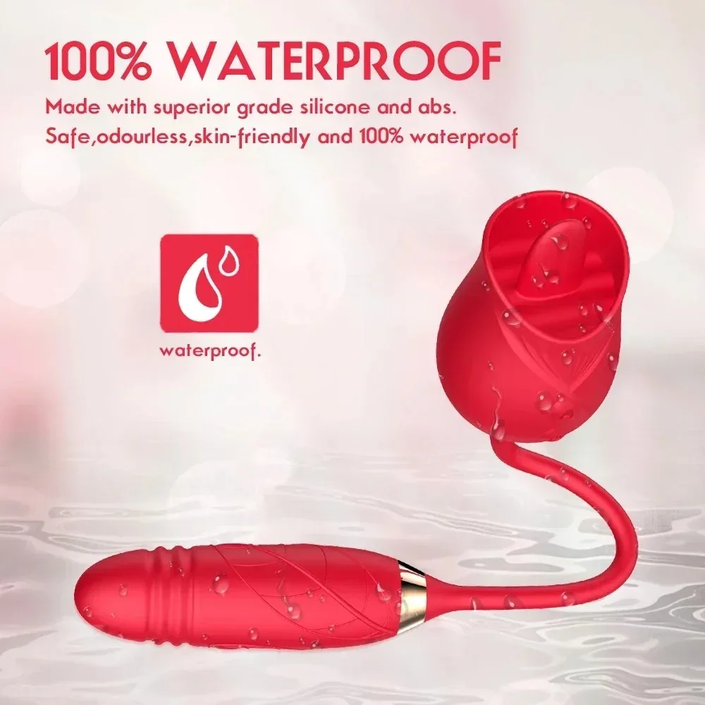 Rose Tongue Vibrator for Women Powerful Licking Clitoris Stimulation Telescopic Dildo Thrusting Licking Vagin Massager Sex Toys - view 6