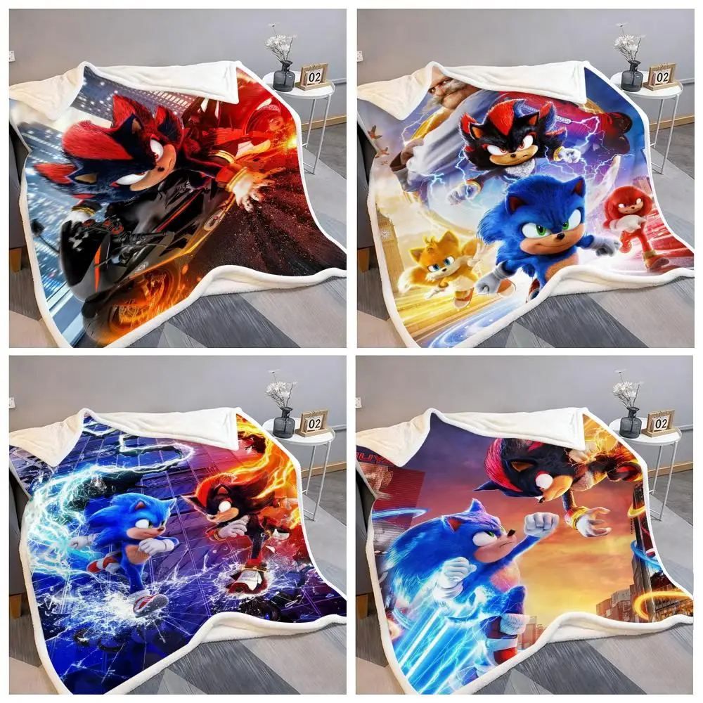 

S-SonicS The HedgehogS, фланелевое пушистое мягкое одеяло, теплое, приятное для кожи покрывало для дивана-кровати, офиса, сна, зима