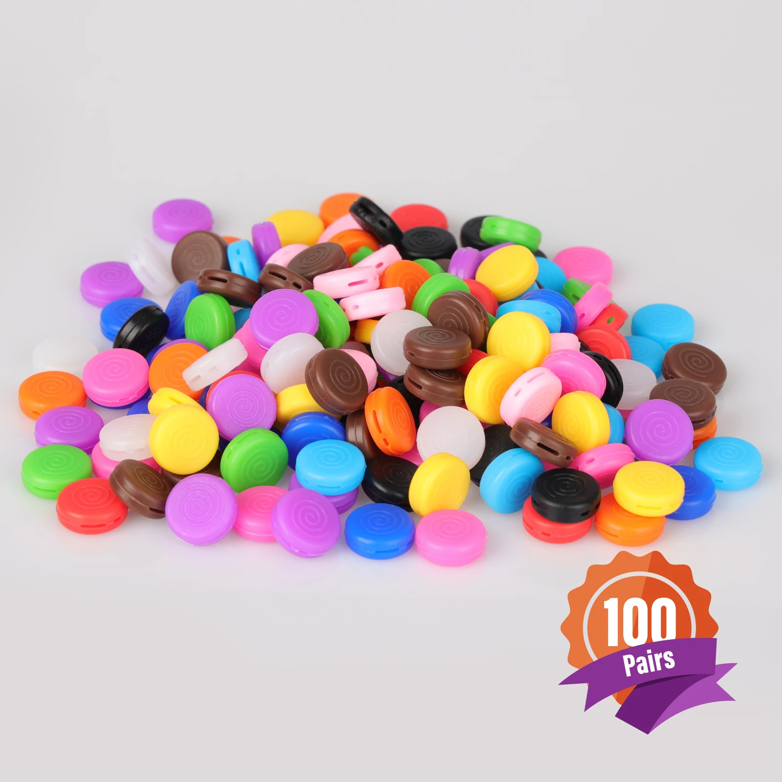 100 Paar Silikon-Ohrpolster für Brillen, bunt, 2 Löcher, verstellbar, rutschfest, Unisex, passend für Brillen – Detail 4