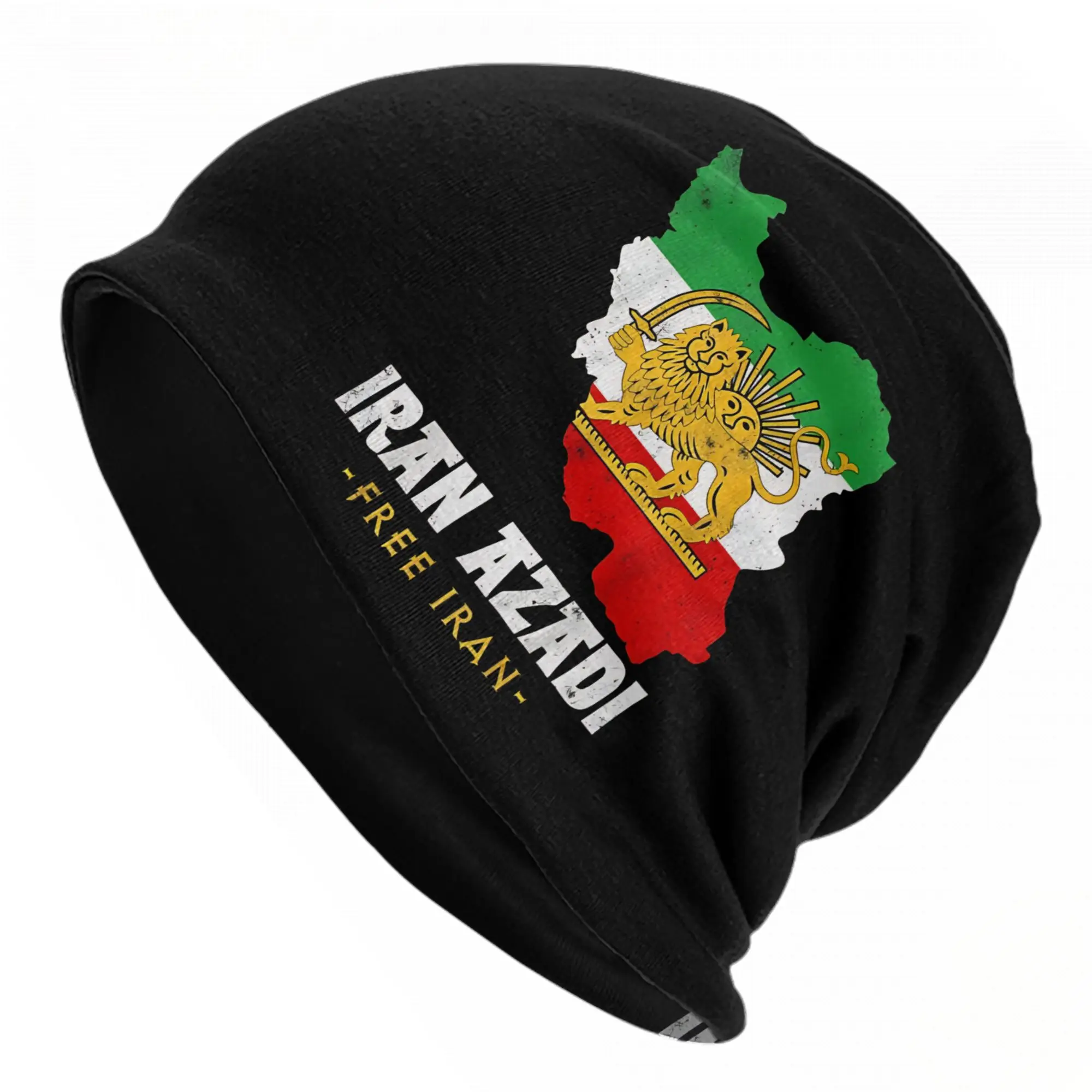 

Iran Flag Be Voice of Iran Map Lion Sun Sword Free Iran Bonnet Hats Casual MIGA Skullies Beanies Hats Warm Thermal Elastic Cap