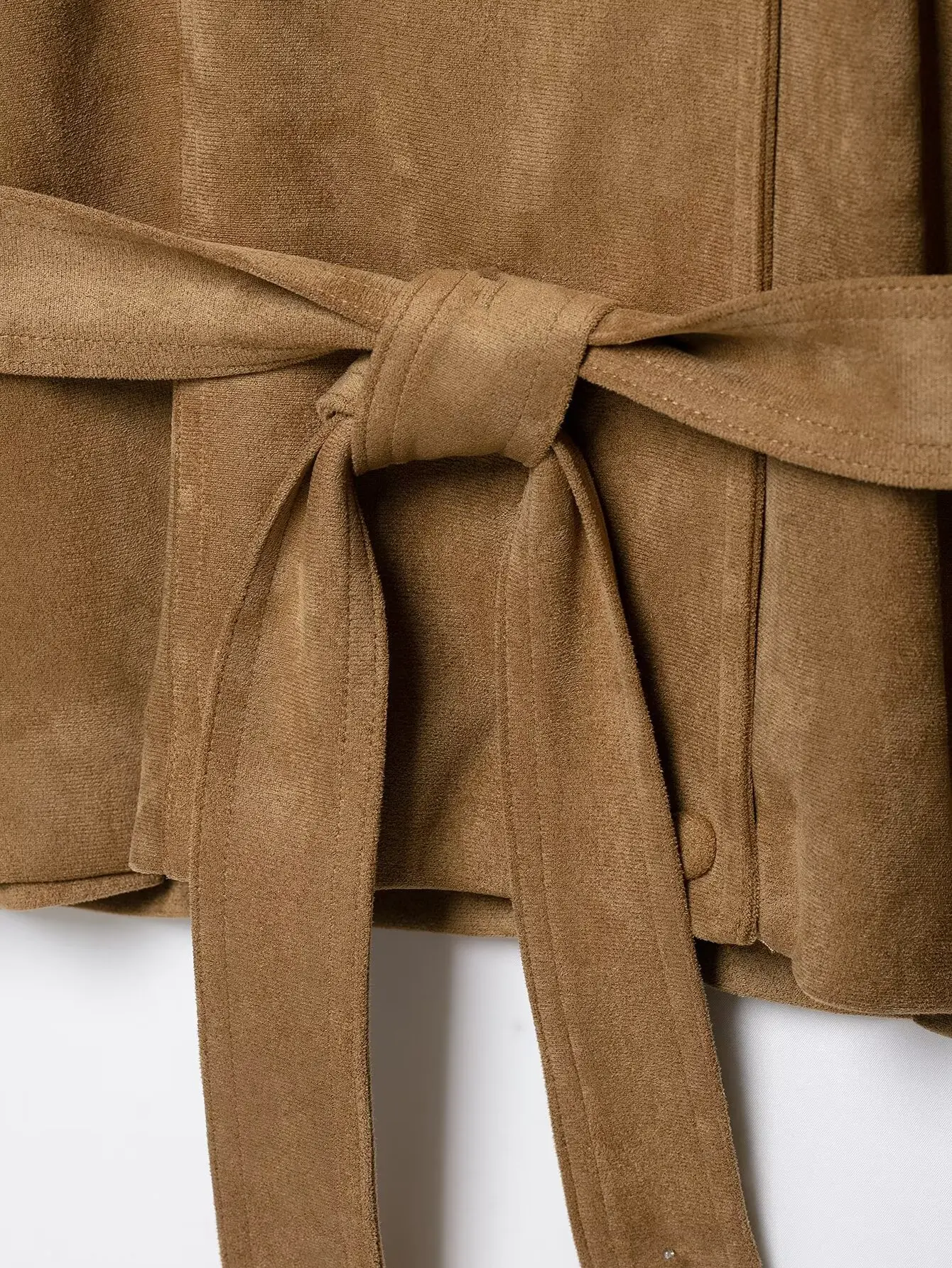 HH Damen Vintage Herbst Urlaubs-Langarmmantel, modische Party-Jacke, einfarbig, asymmetrisch, mit Knöpfen, Stehkragen, mit Gürtel, Oberbekleidung – Detail 8