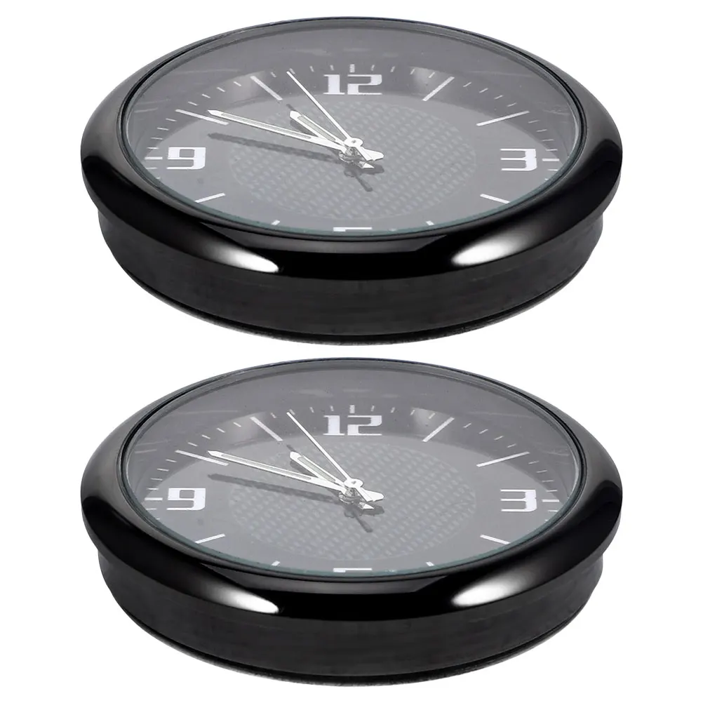 

2pcs Car Accessories Clock Dashboard Waterproof Black Steel Quartz Mini Mini Digital Clock Horn Accessories