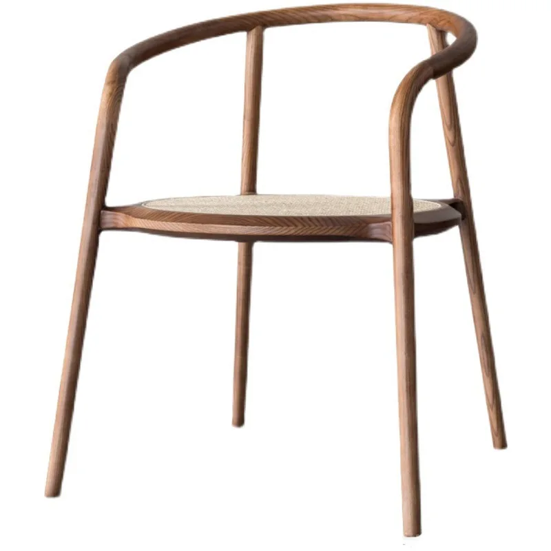 

#For Nordic Chinese-style solid wood rattan armchair single chair casual simple Japanese rattan dining chair book desk