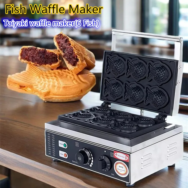 وجبة خفيفة Taiyaki صانع الوافل السمك 110 فولت 220 فولت/آلة فطيرة الأسماك الصغيرة التجارية الكهربائية الفولاذ المقاوم للصدأ طلاء غير لاصق