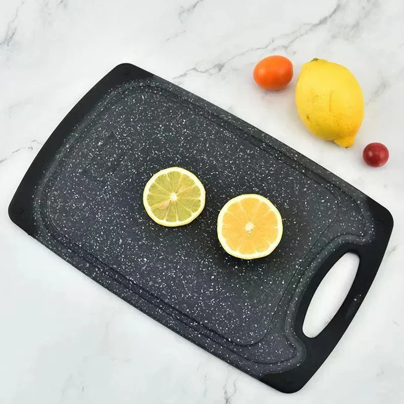 Multifunctional Kitchen Cutting Board Set with Plastic Wheat Straw Imitation Marble Pattern Kitchen Cutting Board Can be Hung wi