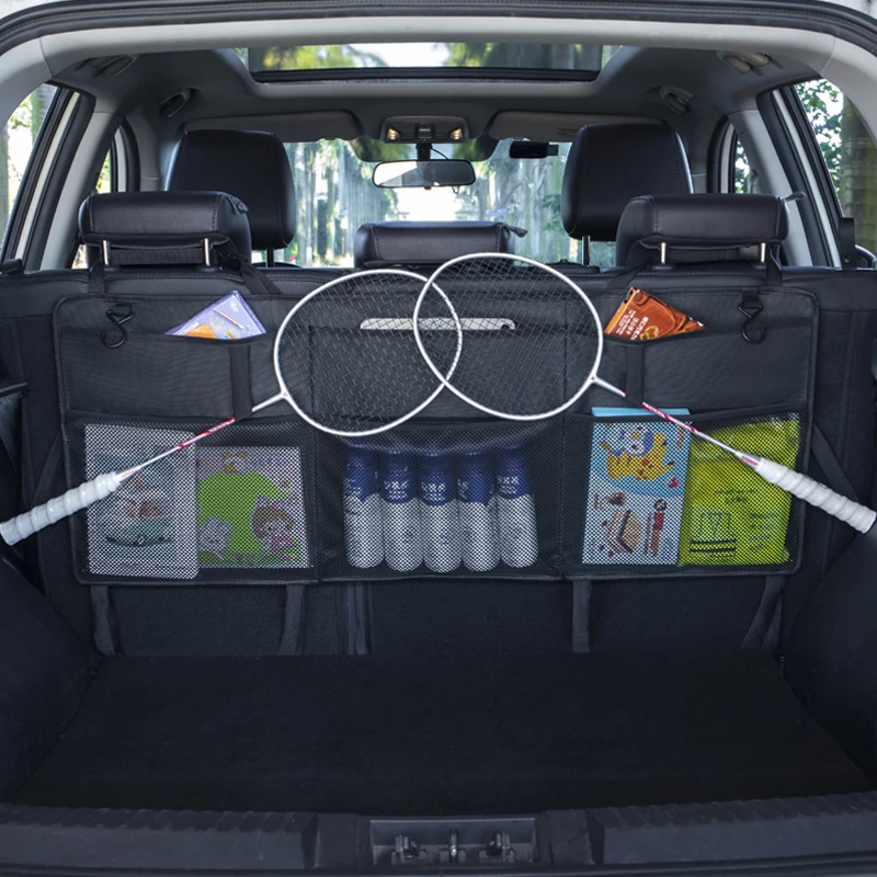 

Органайзер для багажника автомобиля, сумка для хранения с несколькими карманами, моющаяся складная ткань Оксфорд, регулируемый подвесной крючок, универсальный для транспортных средств