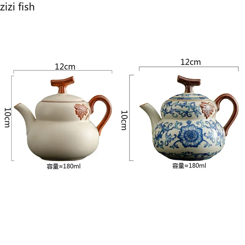 Vintage Gourd Teapot Ceramic Kung Fu Teapot Single Pot Filter Pot Tea Infuser Tea Brewing Utensils Tea Pots Teaware Supplies