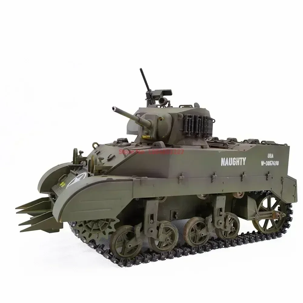 Tanque de Controle Remoto Modelo Brinquedo, Tanque de Simulação, Brinquedo Militar, Spot Bingke M5a1, RC, Presente para Adultos e Jovens