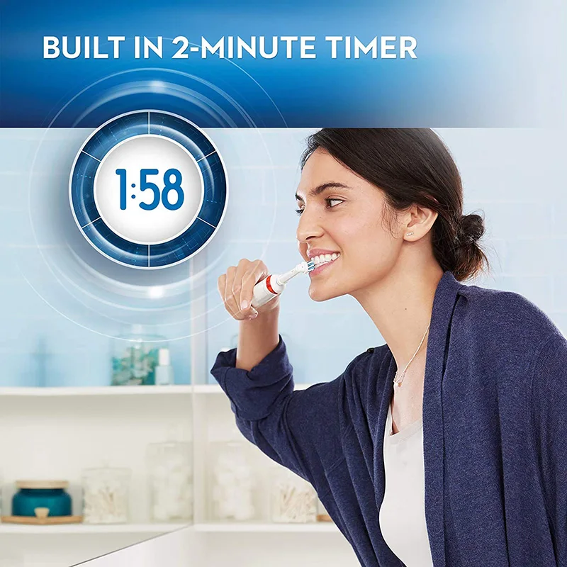 Oral-B Electric Toothbrush Pro4000 3D Cross Action Clean 4 Mode Smart Timer Visible Pressure Sensor Recharge Tooth Brush Pro4