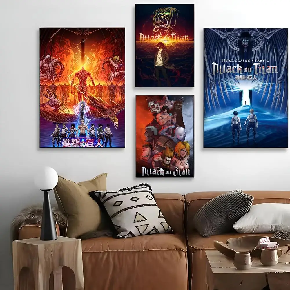 Pintura de Anime Ataque a los Titanes, Caligrafía para Impresión Artística, Decoración, Póster de Arte Cinematográfico, Decoración de Pared para el Hogar, Sin Marco